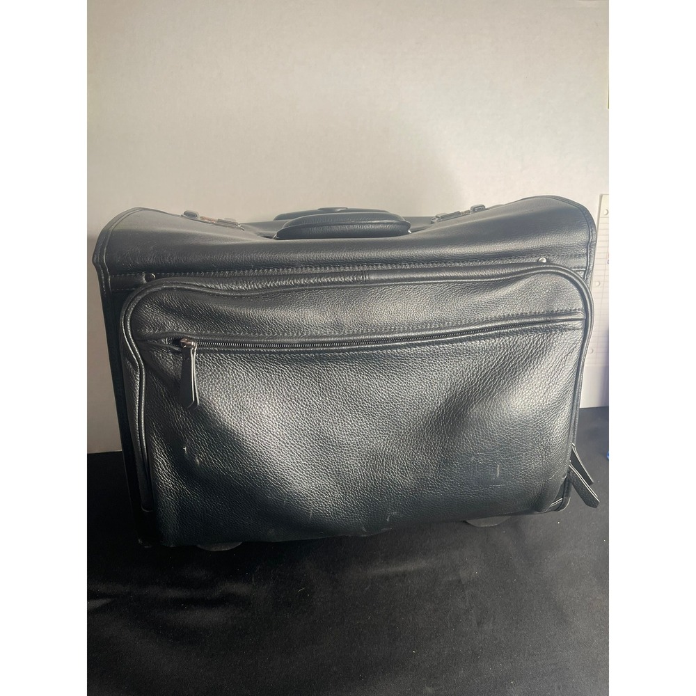 Royce New York Black Leather Rolling Pilot Case Briefcase Combination‎ Lock Bag